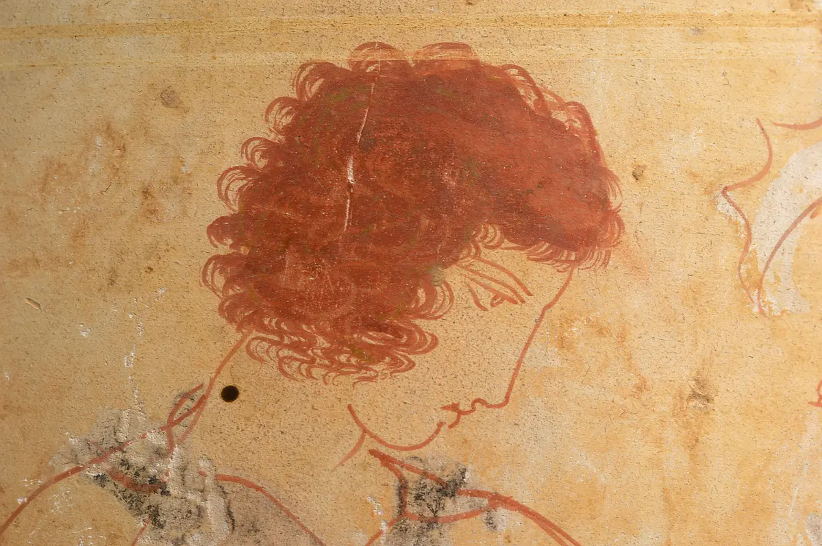 Szene an einer Grabstele