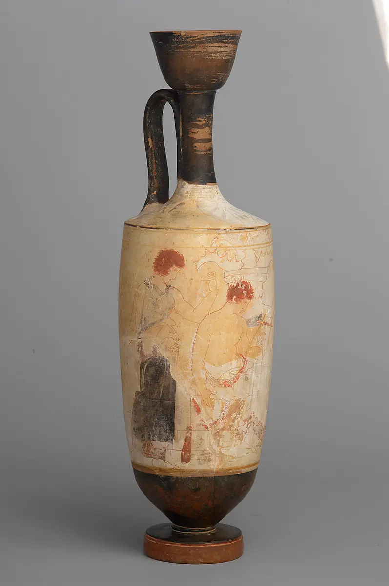 Szene an einer Grabstele