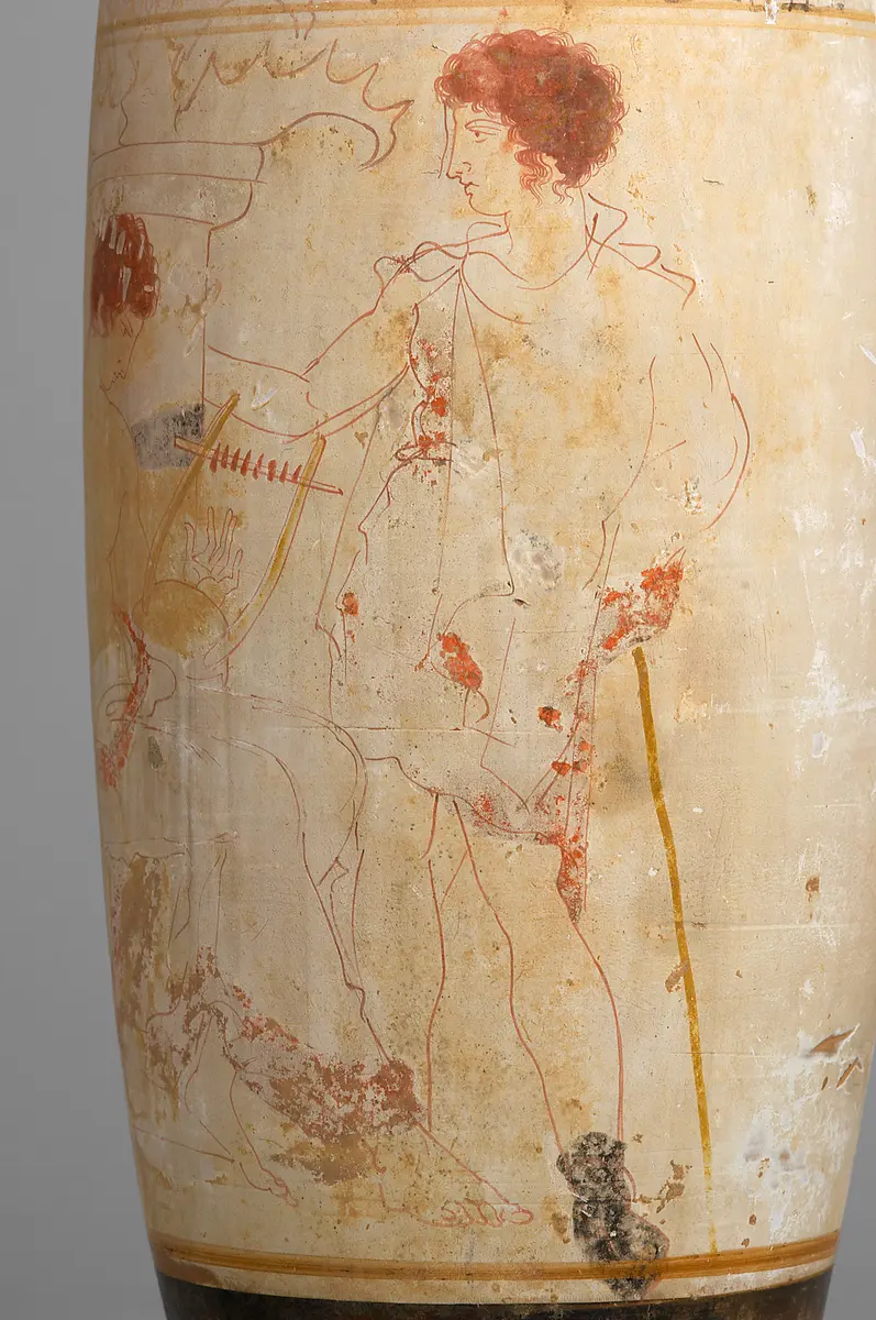 Szene an einer Grabstele