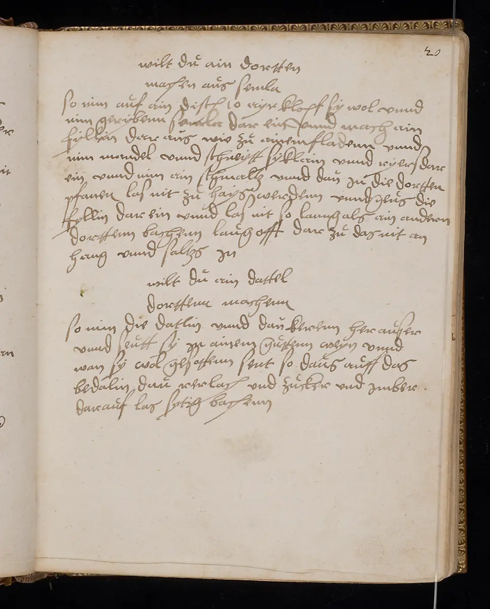 Kochbuch der Philippine Welser, Manuskript, Kochbuch