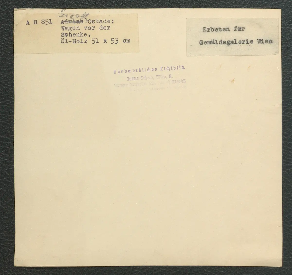 Ostade: Wagen vor der Schenke. Öl-Holz, 51 x 53 cm