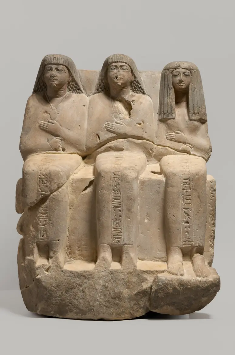 Statue group of Meri-ptah, Sa-aset, and Kafi