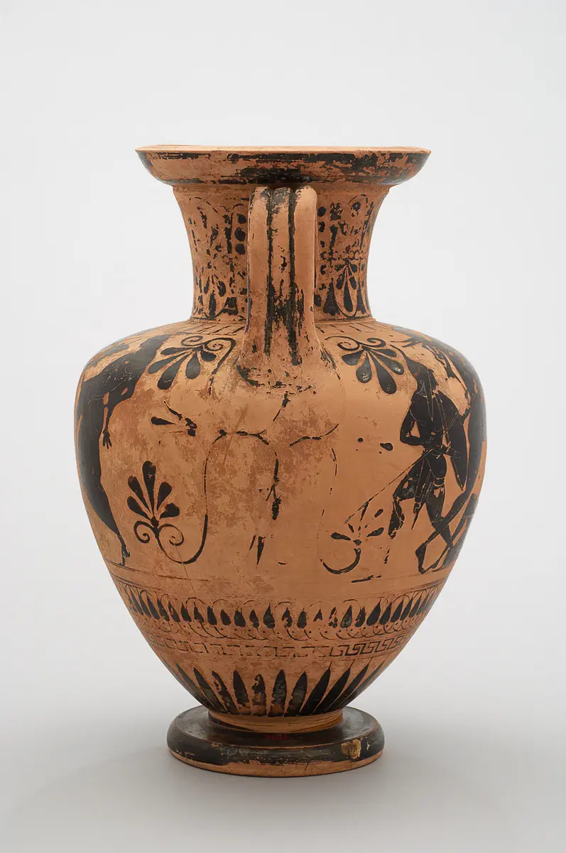 Herakles und Amazonen (A), Dionysos (B)