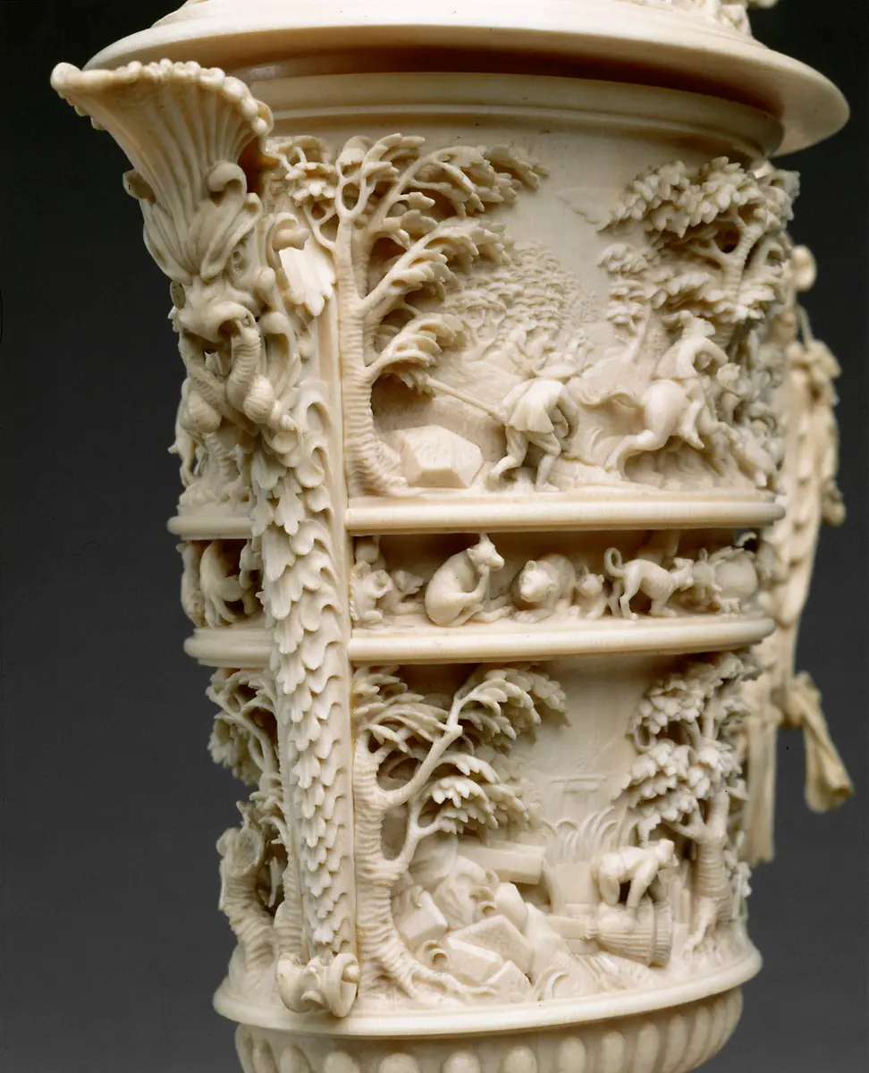 Lidded Ewer with Hunting and Fishing Scenes