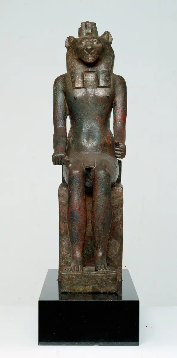 Lion-headed deity (Mahes) enthroned