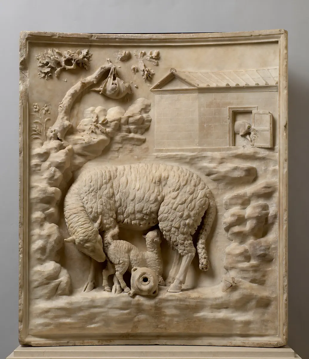 Brunnenrelief Grimani: Mutterschaf mit Lamm