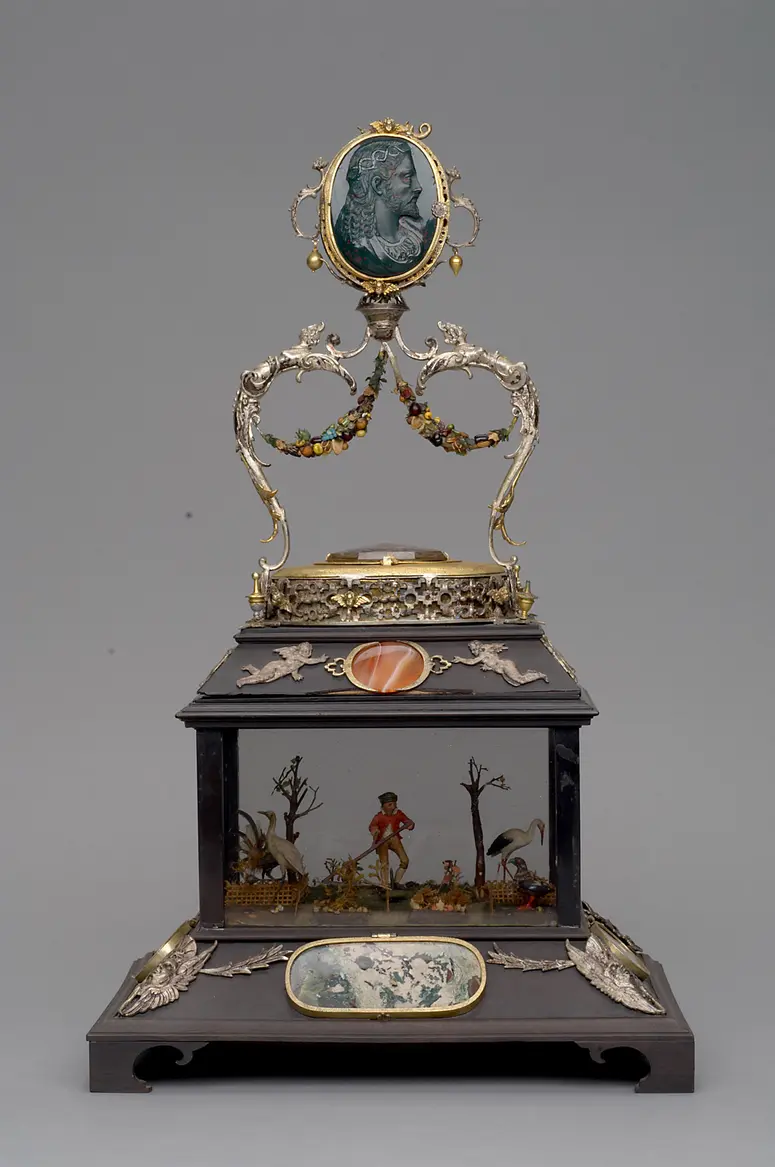 Automaton with Garden Landscape and Clock