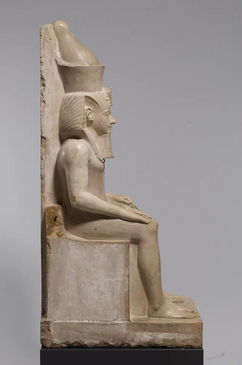 Statue group of the god Horus and King Haremhab