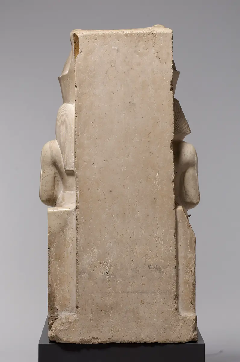 Statue group of the god Horus and King Haremhab