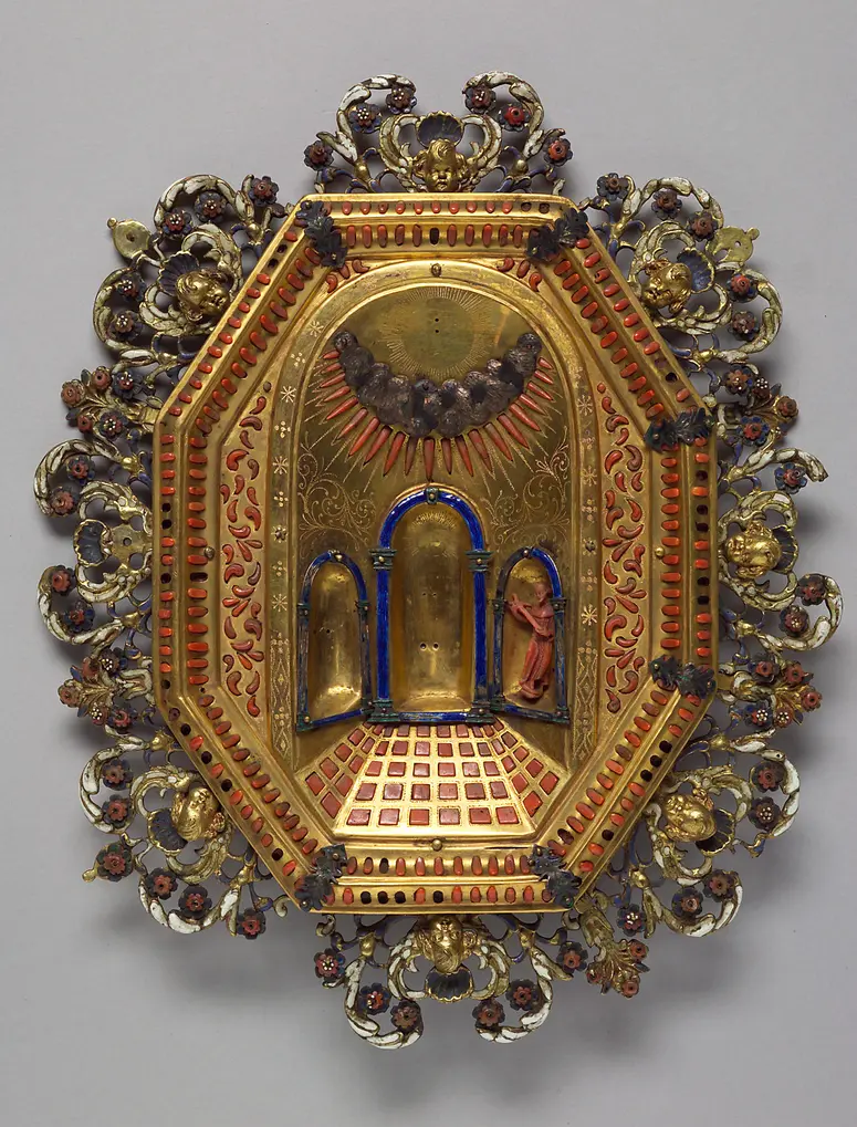 Wanddekoration, Relief, Einlegearbeit, Korallenmosaik