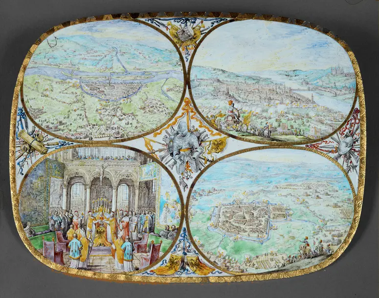 Goldplatte mit der Darstellung der Schlacht bei Nördlingen 1634