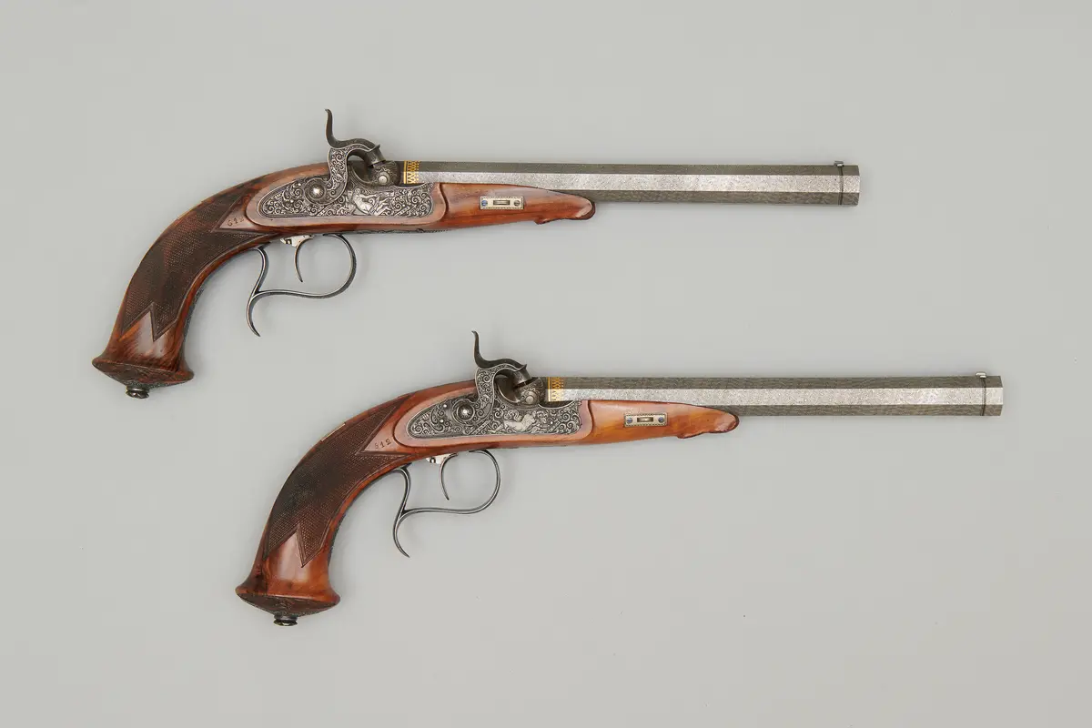 Perkussions-Pistolenpaar in Kassette