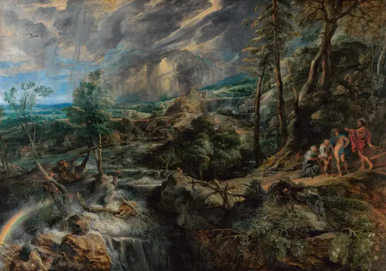 Gewitterlandschaft mit Jupiter, Merkur, Philemon und Baucis