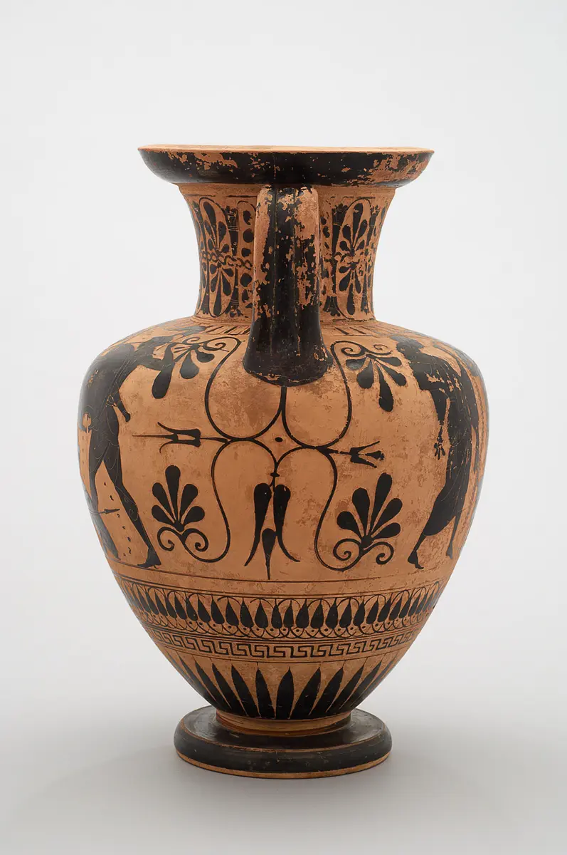 Herakles und Amazonen (A), Dionysos (B)