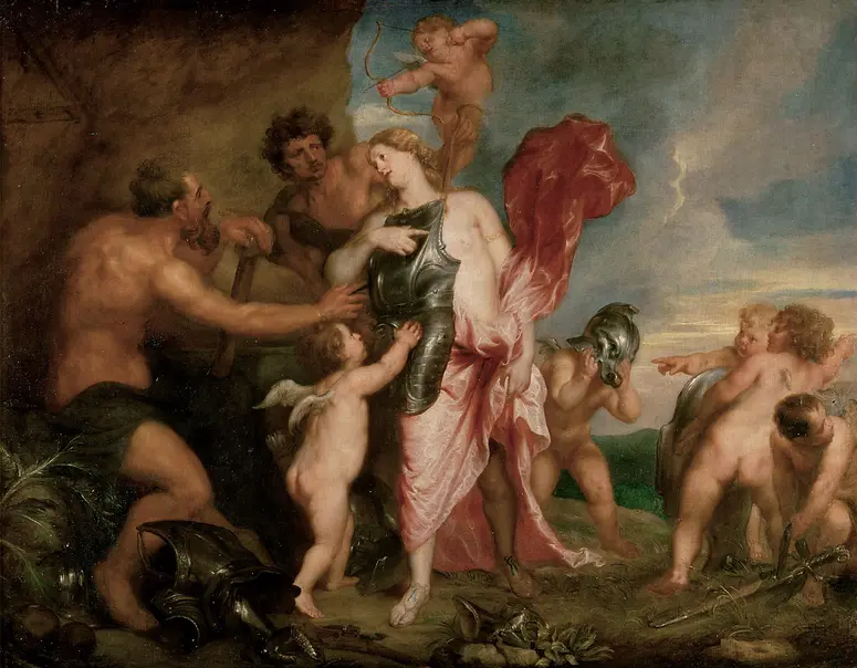 Thetis empfängt von Hephaistos die Waffen für Achill