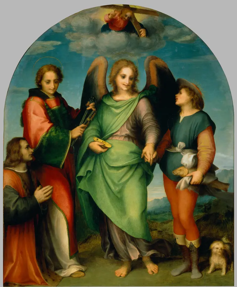 Archangel Raphael with Tobias, St. Leonardo and the Patron Leonardo di Lorenzo Morelli