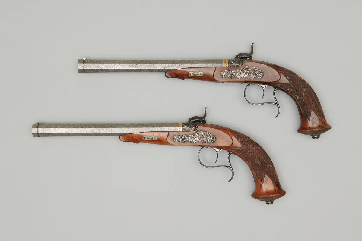 Perkussions-Pistolenpaar in Kassette