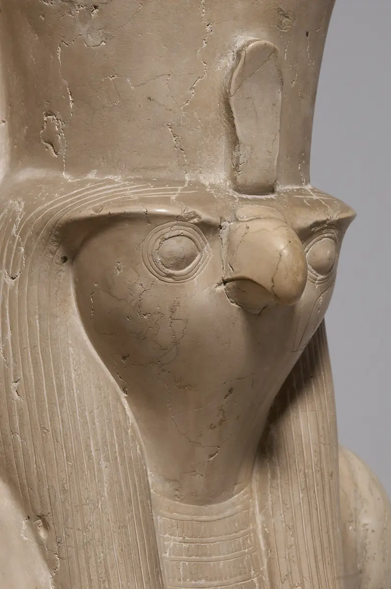 Statue group of the god Horus and King Haremhab