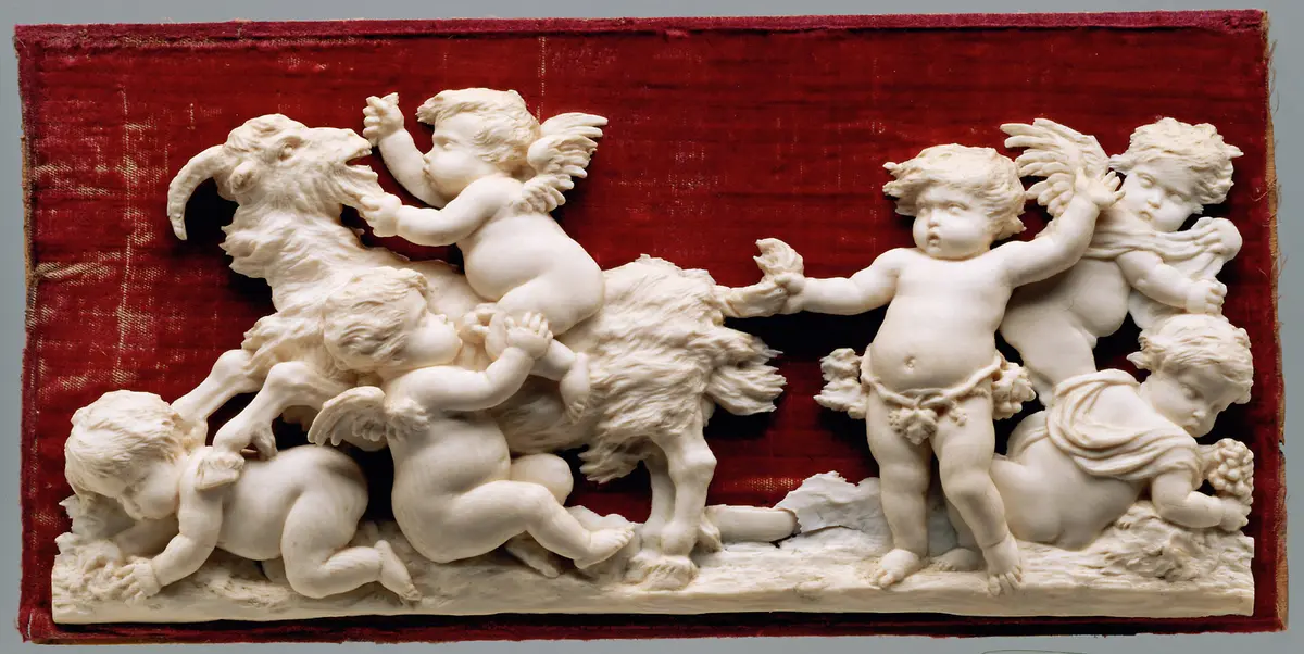 Eroten und Knaben mit Ziegenbock