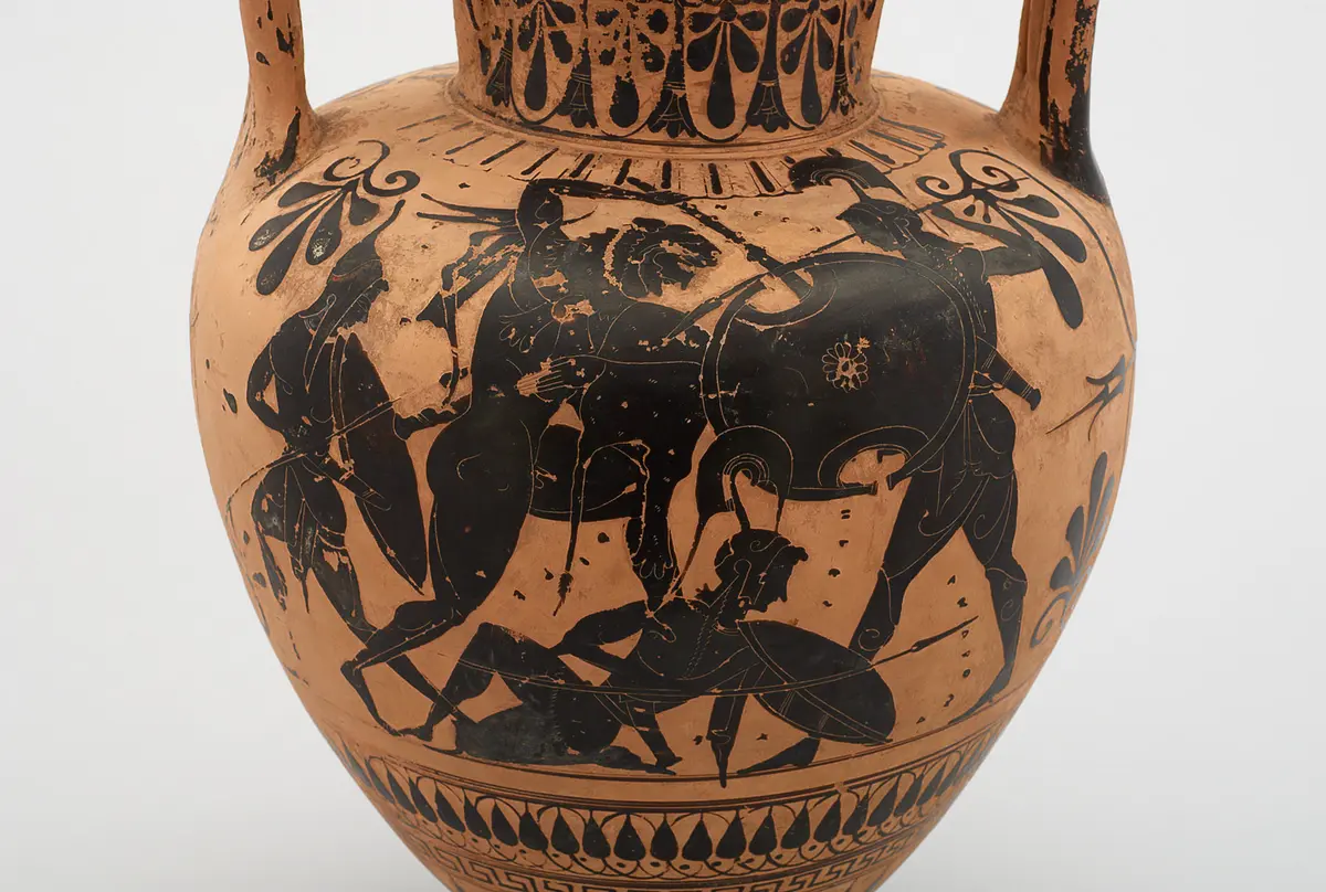 Herakles und Amazonen (A), Dionysos (B)