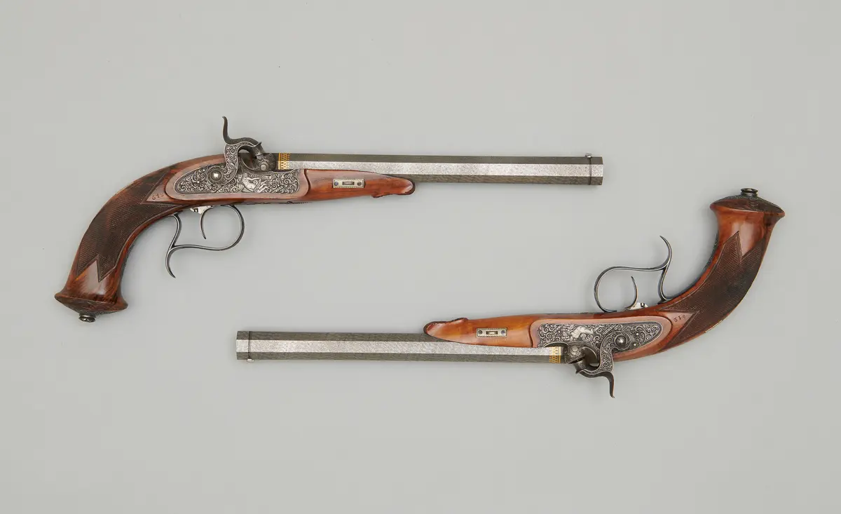 Perkussions-Pistolenpaar in Kassette